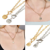 Coin Charm Chain Necklace Women Stainless Steel Choker Jewelry
