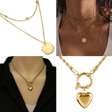 Coin Charm Chain Necklace Women Stainless Steel Choker Jewelry