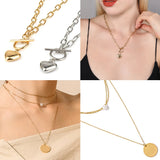 Coin Charm Chain Necklace Women Stainless Steel Choker Jewelry