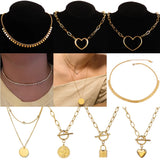 Coin Charm Chain Necklace Women Stainless Steel Choker Jewelry