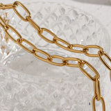 Stainless Steel Paper Clip Chain Y Shape Pearl Pendant Necklace