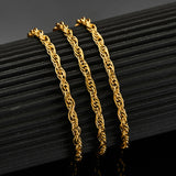 Stainless Steel Rope Chain Fried Dough Twists Necklace Hip Hop Style