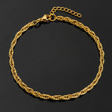 Stainless Steel Rope Chain Fried Dough Twists Necklace Hip Hop Style