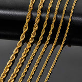 Stainless Steel Rope Chain Fried Dough Twists Necklace Hip Hop Style