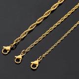 Stainless Steel Rope Chain Fried Dough Twists Necklace Hip Hop Style