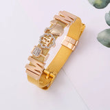 Stainless Steel Mesh Bracelet for Women MOM Heart Beads Charm Bangle