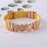 Stainless Steel Mesh Bracelet for Women MOM Heart Beads Charm Bangle
