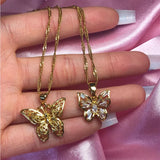 Stainless Steel Butterfly Necklace Animal Metal Chain Woman Man Jewelry