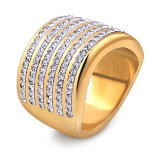 Stainless Steel Women's Crystal Rings
