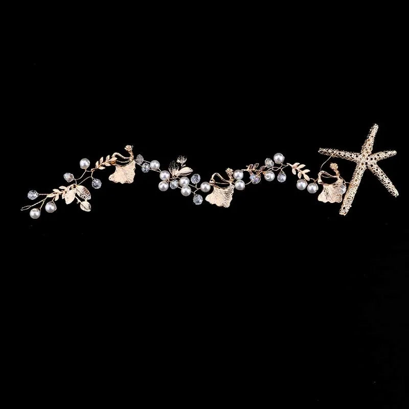 Starfish Pearl Crystal Headband Tiara Bride Party Bridal Wedding Hair Accessorie