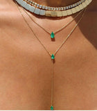 CZ Double Layer Choker Lariat Necklace European Female Jewelry