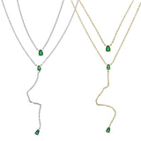 CZ Double Layer Choker Lariat Necklace European Female Jewelry