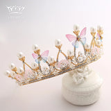 Butterfly Pearls Crystal Crown for Kids