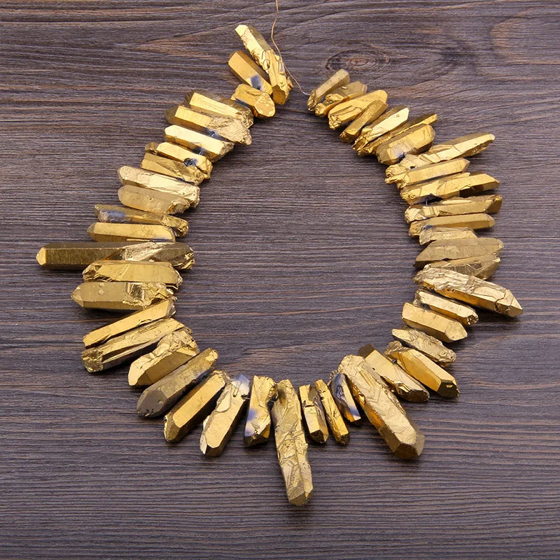 Titanium Raw Crystal Quartz Top Drilled Slice Beads