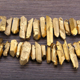 Titanium Raw Crystal Quartz Top Drilled Slice Beads