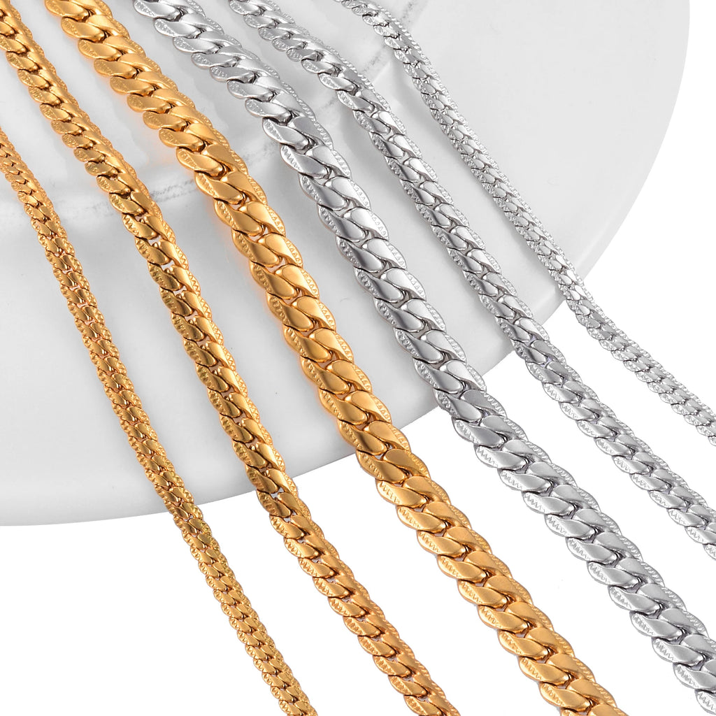 Solid Metal Stainless Steel Necklace Chain Link Chokers Vintage