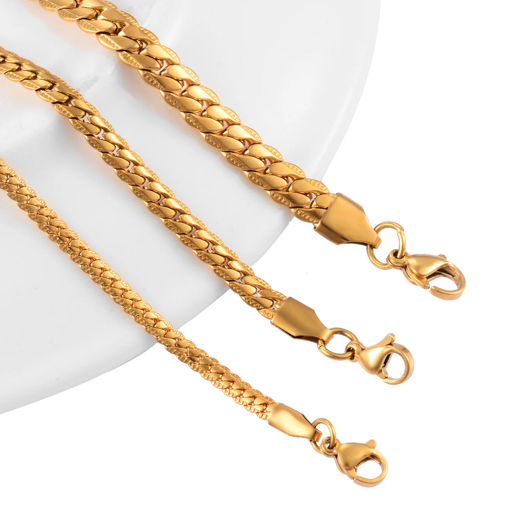 Solid Metal Stainless Steel Necklace Chain Link Chokers Vintage