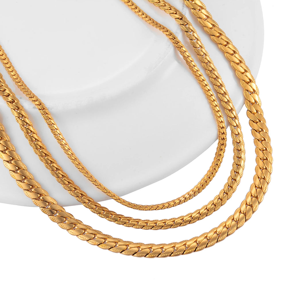 Solid Metal Stainless Steel Necklace Chain Link Chokers Vintage