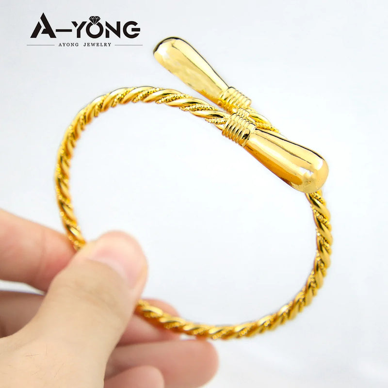 Twisted Cuff Bangles 21k Copper Plated Layers Charm Bracelets