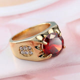 Crystal Red CZ Stone Men's Wedding Ring Jewelry