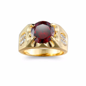 Crystal Red CZ Stone Men's Wedding Ring Jewelry