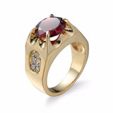 Crystal Red CZ Stone Men's Wedding Ring Jewelry