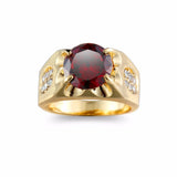Crystal Red CZ Stone Men's Wedding Ring Jewelry