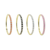 Pink Orange Enamel Clear CZ Colorful Women Bangle Bracelet