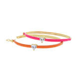 Purple Green Neon Enamel Heart CZ Bangle Bracelet