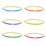 Purple Green Neon Enamel Heart CZ Bangle Bracelet