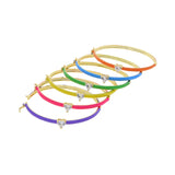 Purple Green Neon Enamel Heart CZ Bangle Bracelet