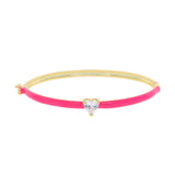 Purple Green Neon Enamel Heart CZ Bangle Bracelet