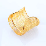 Arabic Bridal Jewelry Set - Hollow Flower Cuff Bracelet & Ring