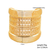 Arabic Bridal Jewelry Set - Hollow Flower Cuff Bracelet & Ring