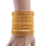 Arabic Bridal Jewelry Set - Hollow Flower Cuff Bracelet & Ring