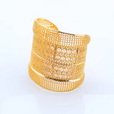 Arabic Bridal Jewelry Set - Hollow Flower Cuff Bracelet & Ring