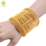 Arabic Bridal Jewelry Set - Hollow Flower Cuff Bracelet & Ring