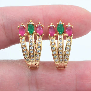 Multicolor Cubic Zirconia CZ Huggie Earrings