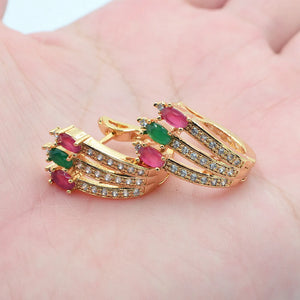 Multicolor Cubic Zirconia CZ Huggie Earrings