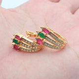Multicolor Cubic Zirconia CZ Huggie Earrings
