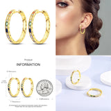 925 Silver Moon Star Sun Pave Love Hoop Earrings