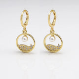 Zircon Butterfly Hoop Earrings Pearl Dangle Sweet Party Jewelry