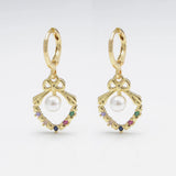 Zircon Butterfly Hoop Earrings Pearl Dangle Sweet Party Jewelry