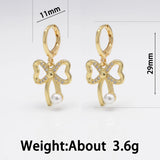 Zircon Butterfly Hoop Earrings Pearl Dangle Sweet Party Jewelry