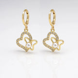 Zircon Butterfly Hoop Earrings Pearl Dangle Sweet Party Jewelry