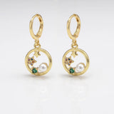 Zircon Butterfly Hoop Earrings Pearl Dangle Sweet Party Jewelry