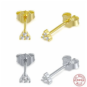 925 Silver Zircon Mini CZ Crystal Stud Earrings Gift