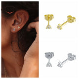 925 Silver Zircon Mini CZ Crystal Stud Earrings Gift