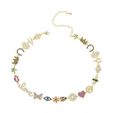 Colorful CZ Lip Butterfly Heart Lucky Charm Bracelet