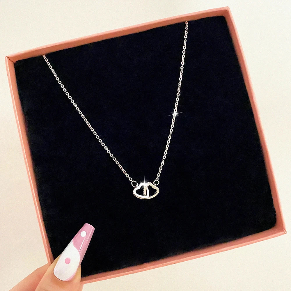 Heart Pearl Necklace Crystal Pendant Jewelry Accessory